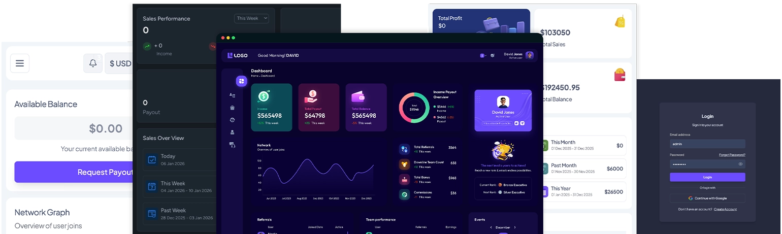 Business MLM Software Dashboard